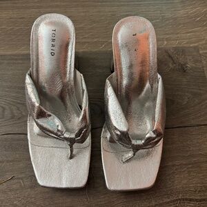 Torrid Silver Thong Heeled Sandals 8WW